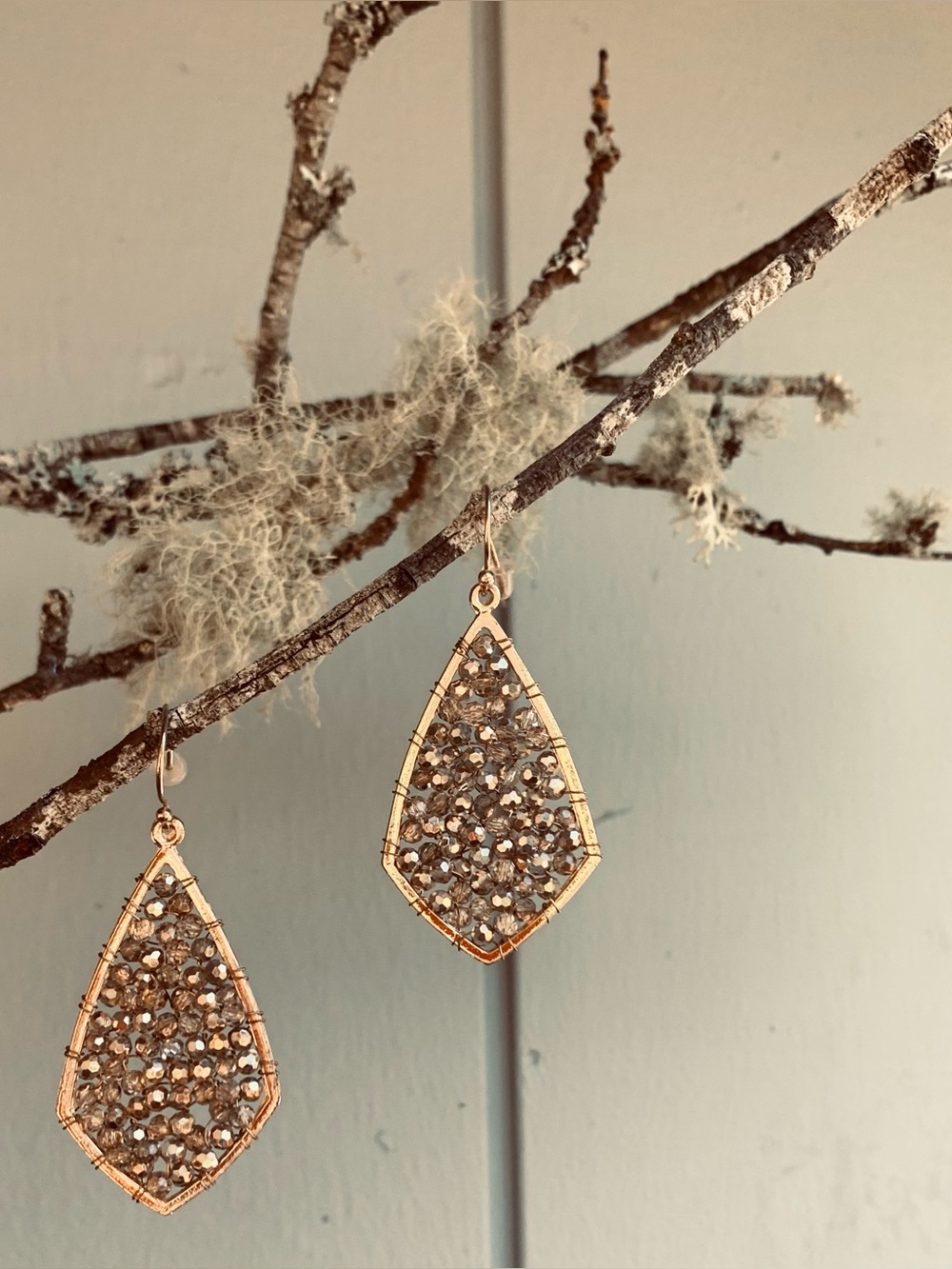 Panacea Cache (Nordstrom) Crystal Beaded 
Boho-Chic Kite Dangle Earrings 14k